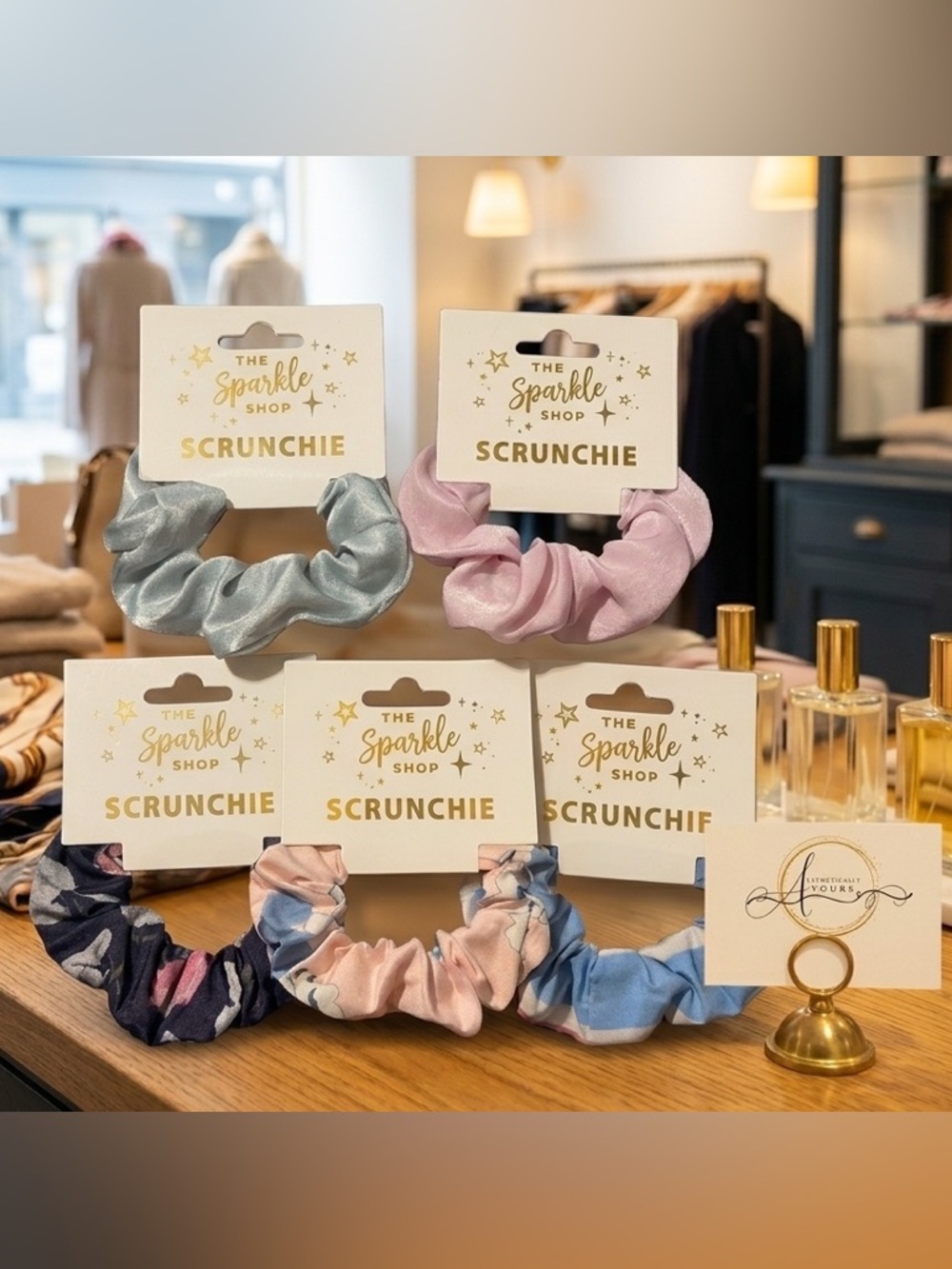 🌸 The Sparkle Shop Scrunchie Satin & Floral Hair Tie | OS Girl ✨🎀